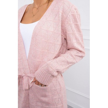 Kardigán s opaskom pre dámy SN-7032 - ružový