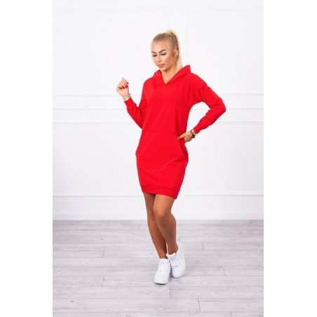 Dámsky šaty s kapucňou 67292 - červené