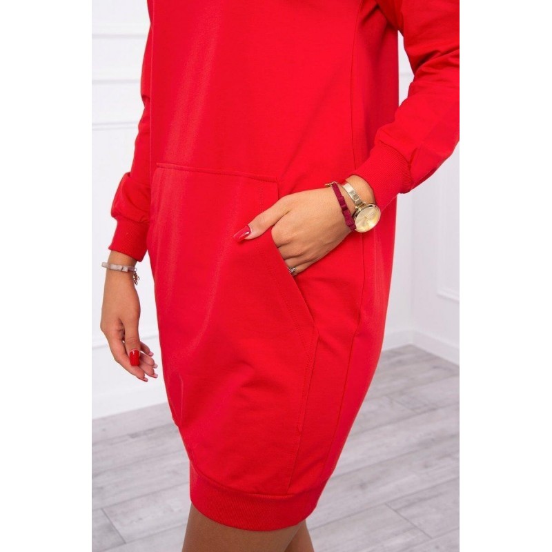 Dámsky šaty s kapucňou 67292 - červené