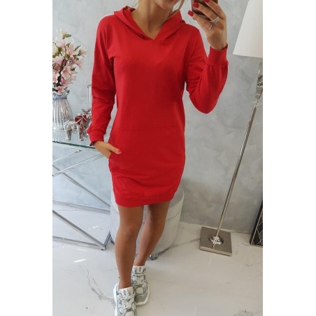 Dámsky šaty s kapucňou 67292 - červené