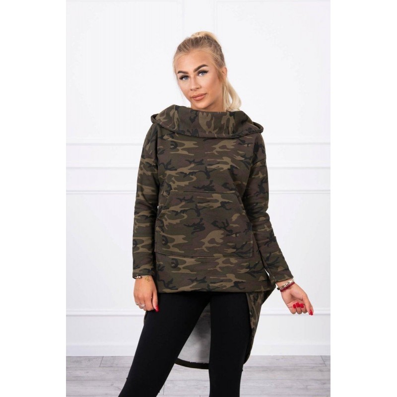 Maskáčová dámska mikina 9119 - kaki+zelená