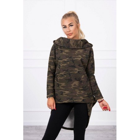 Maskáčová dámska mikina 9119 - kaki+zelená