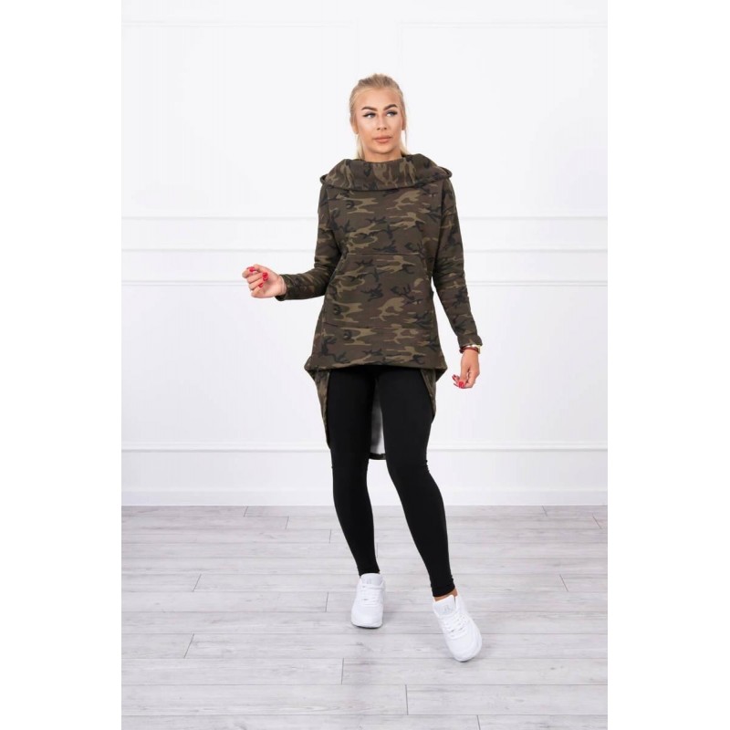 Maskáčová dámska mikina 9119 - kaki+zelená