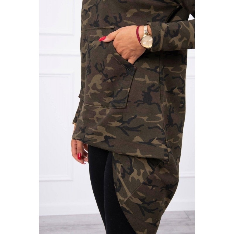 Maskáčová dámska mikina 9119 - kaki+zelená