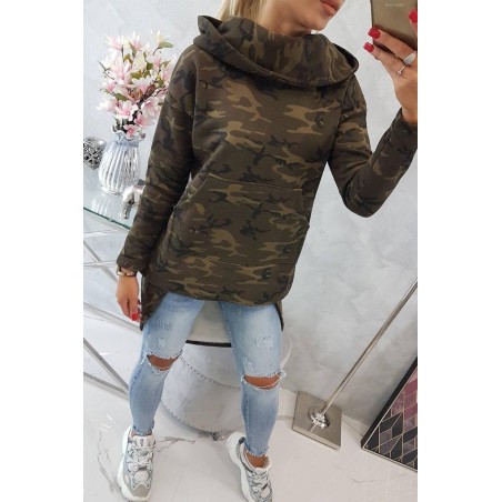Maskáčová dámska mikina 9119 - kaki+zelená