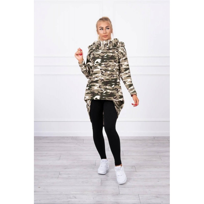 Maskáčová dámska mikina 9119 - kaki+ecru