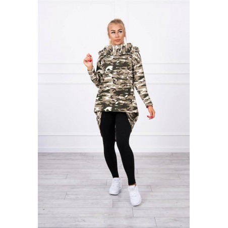 Maskáčová dámska mikina 9119 - kaki+ecru