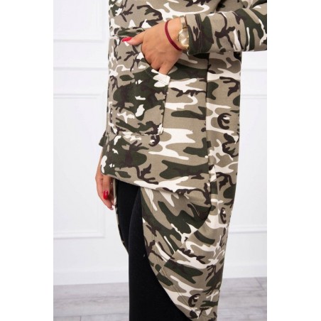 Maskáčová dámska mikina 9119 - kaki+ecru