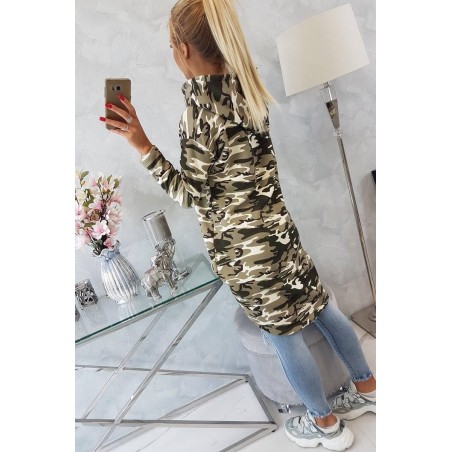 Maskáčová dámska mikina 9119 - kaki+ecru