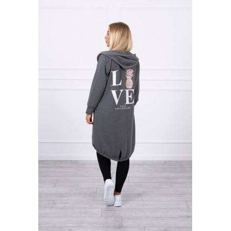 Kardigán s potlačou pre dámy 9113 - grafitový