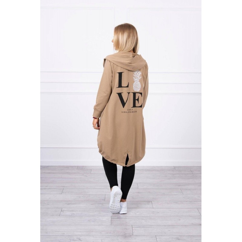 Kardigán s potlačou pre dámy 9113 - hnedý