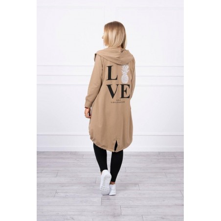 Kardigán s potlačou pre dámy 9113 - hnedý