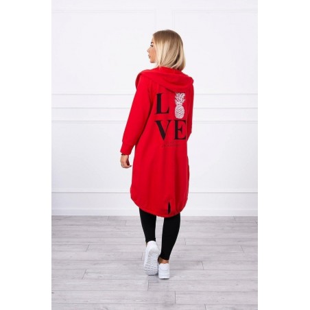 Kardigán s potlačou pre dámy 9113 - červený