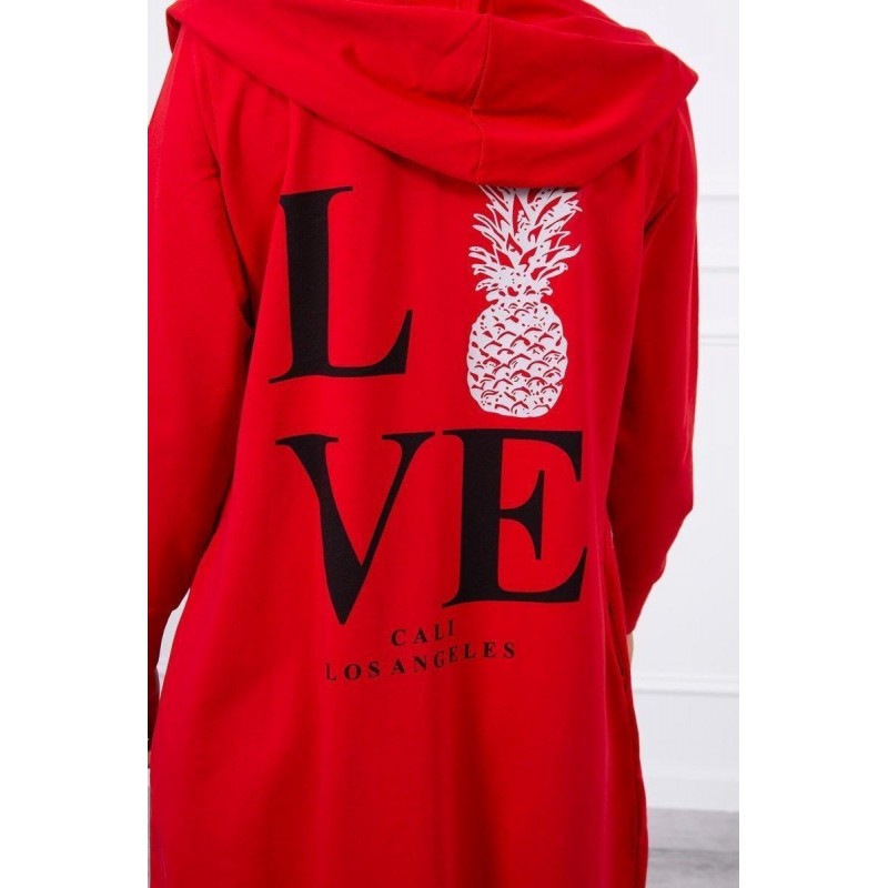 Kardigán s potlačou pre dámy 9113 - červený