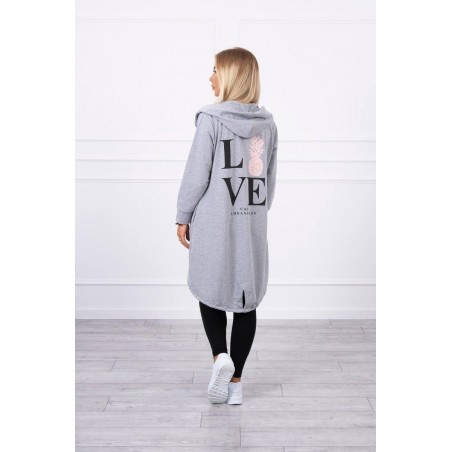 Kardigán s potlačou pre dámy 9113 - sivý