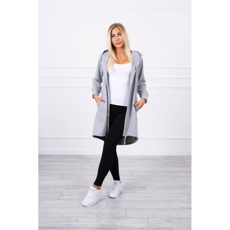 Kardigán s potlačou pre dámy 9113 - sivý