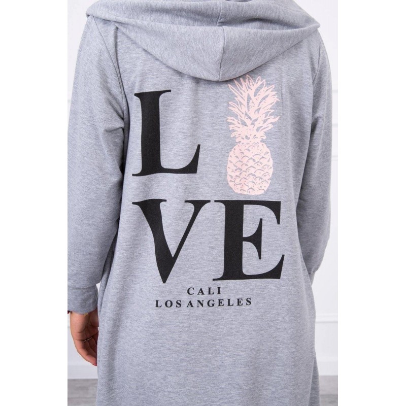 Kardigán s potlačou pre dámy 9113 - sivý