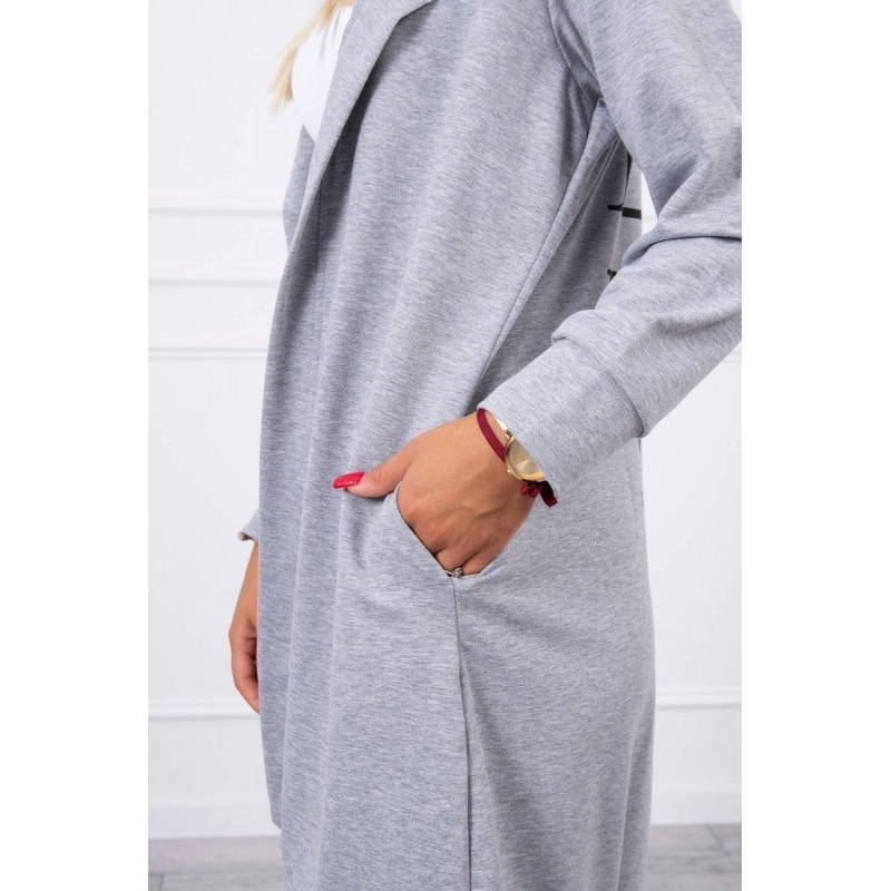 Kardigán s potlačou pre dámy 9113 - sivý