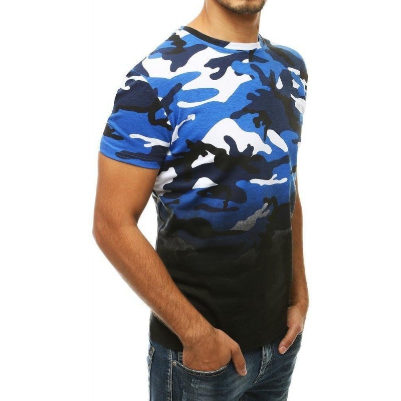 Modré maskáčové pánske tričko RX4144