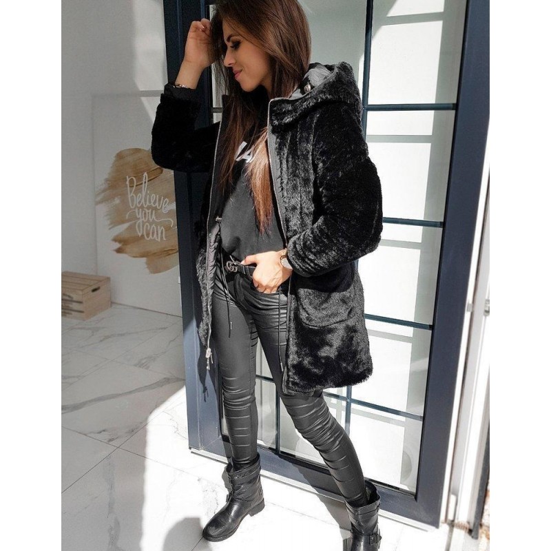 Dámska čierna obojstranná prechodná bunda MILO TY1349