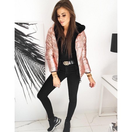 Ružová dámska dvojstranná prechodná bunda OMG TWO TY1420