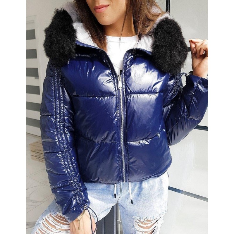 Zimná dámska prešívaná bunda SEPHIA TY1447 - tmavomodrá