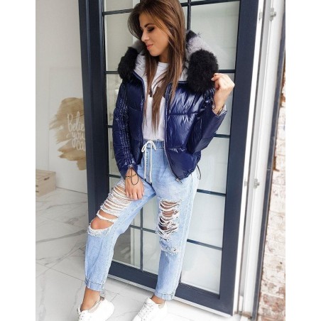 Zimná dámska prešívaná bunda SEPHIA TY1447 - tmavomodrá