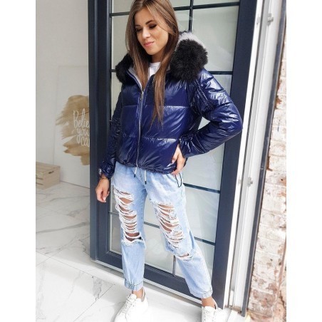 Zimná dámska prešívaná bunda SEPHIA TY1447 - tmavomodrá