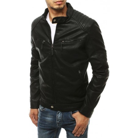 Čierna pánska kožená bunda TX3453