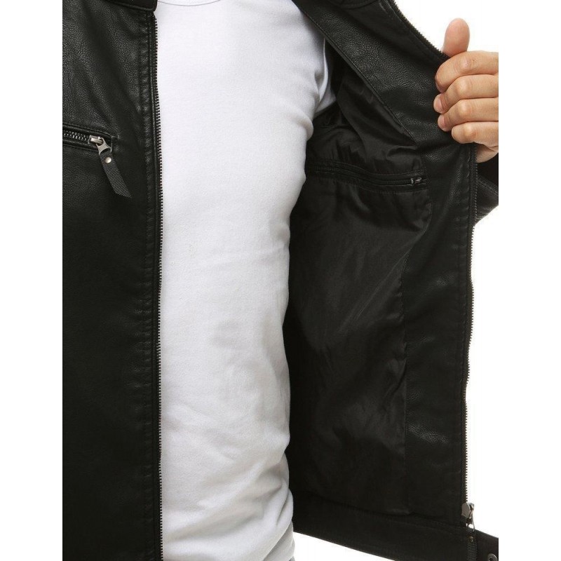 Čierna pánska kožená bunda TX3453