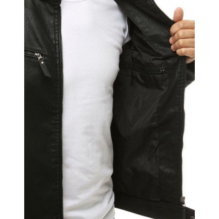 Čierna pánska kožená bunda TX3453