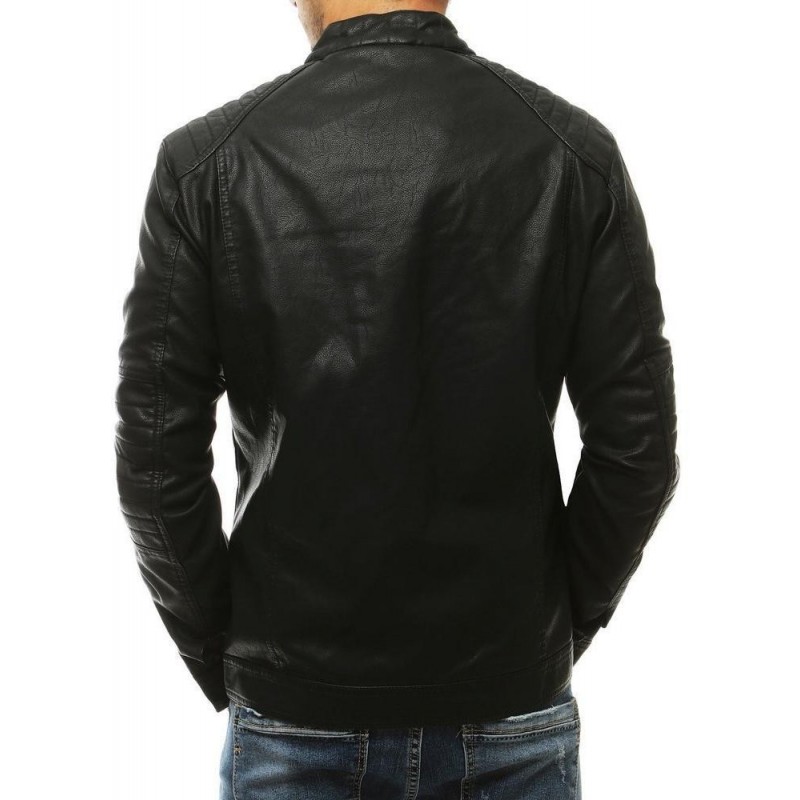 Čierna pánska kožená bunda TX3453