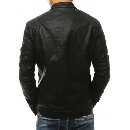 Čierna pánska kožená bunda TX3453