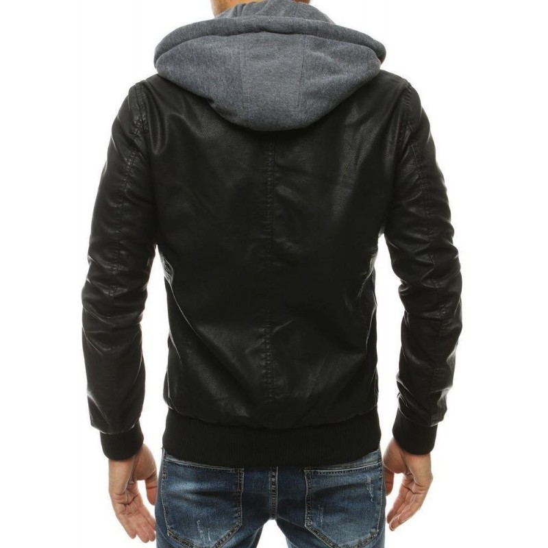 Pánska čierna kožená bunda TX3456