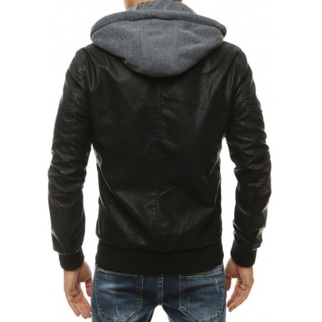 Pánska čierna kožená bunda TX3456