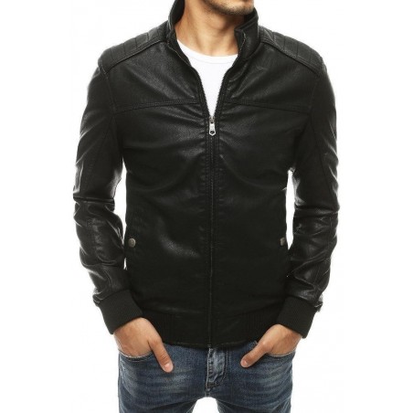 Čierna pánska kožená bunda TX3460