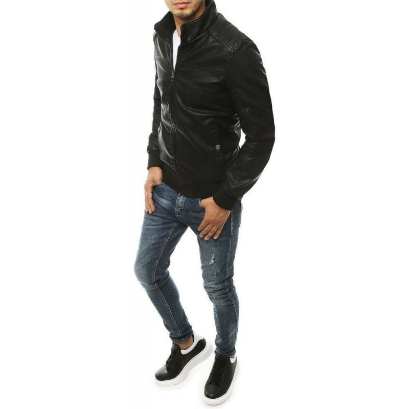 Čierna pánska kožená bunda TX3460