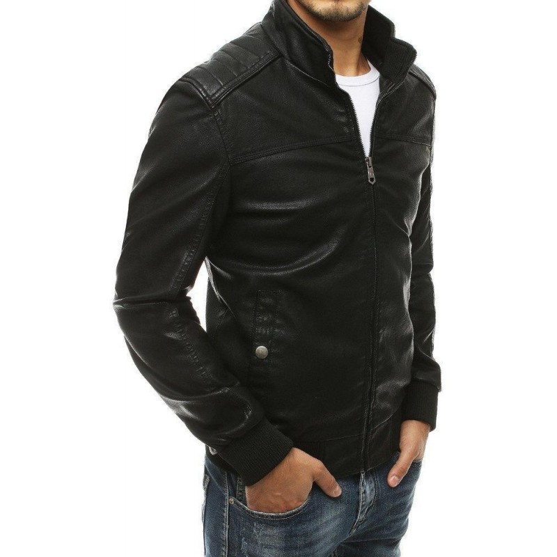 Čierna pánska kožená bunda TX3460