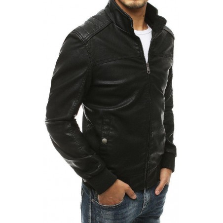 Čierna pánska kožená bunda TX3460