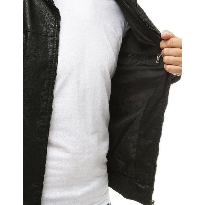 Čierna pánska kožená bunda TX3460