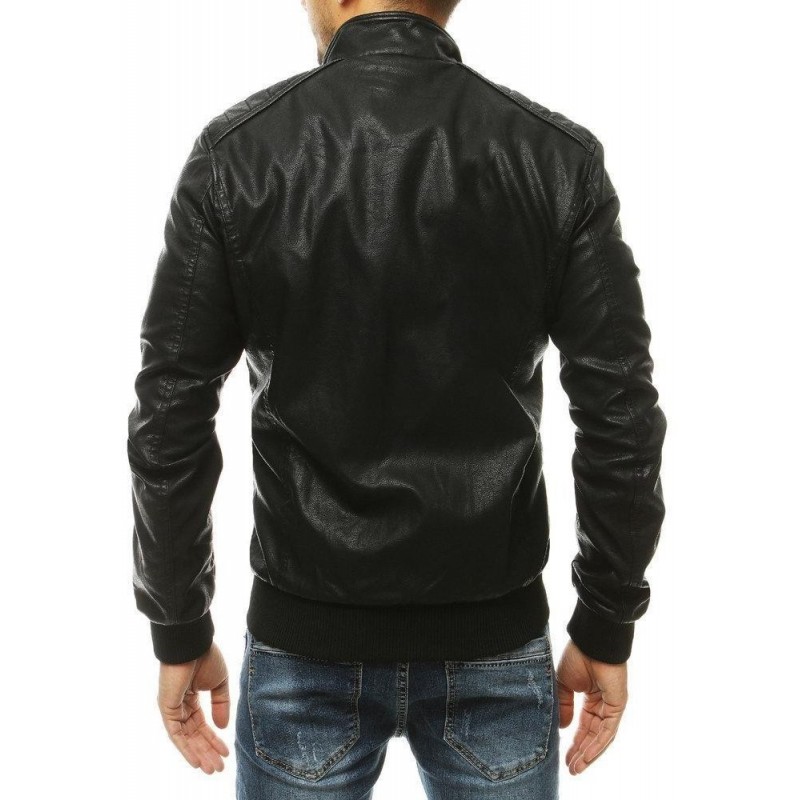 Čierna pánska kožená bunda TX3460