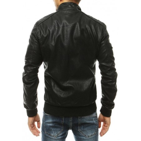 Čierna pánska kožená bunda TX3460
