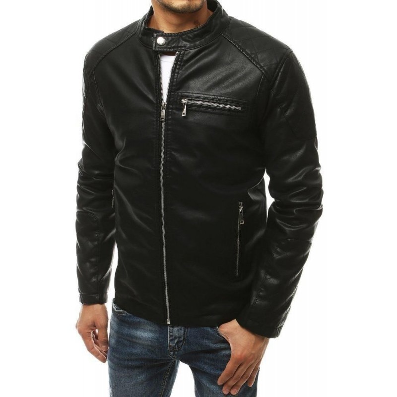 Pánska čierna kožená bunda TX3463