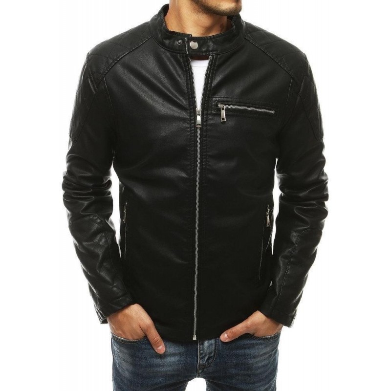 Pánska čierna kožená bunda TX3463