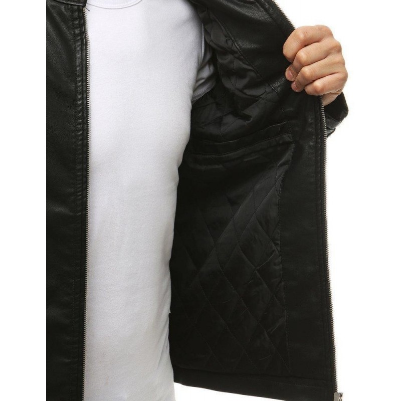 Pánska čierna kožená bunda TX3463