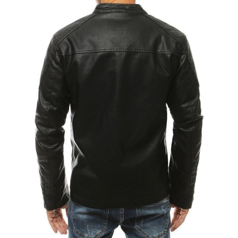 Pánska čierna kožená bunda TX3463