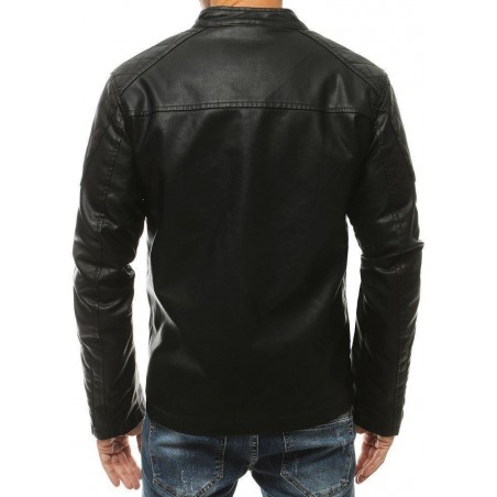Pánska čierna kožená bunda TX3463
