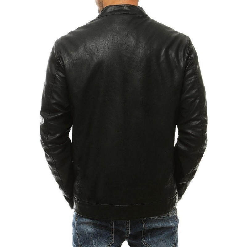Čierna kožená bunda pre mužov TX3464