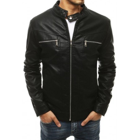 Čierna pánska kožená bunda TX3465