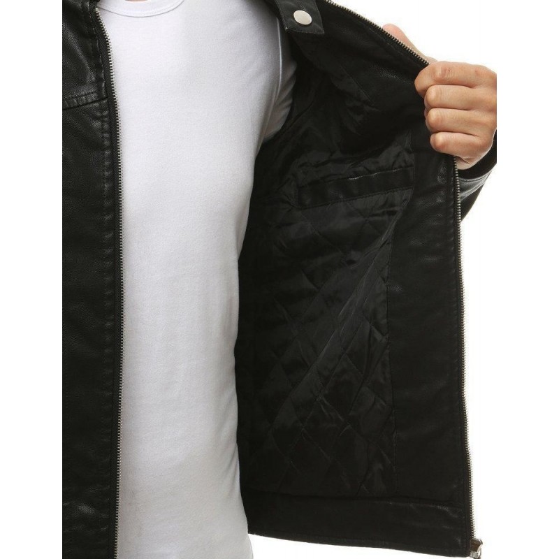 Čierna pánska kožená bunda TX3465